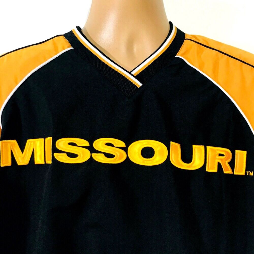 Missouri Tigers Vtg Pullover Jacket Black Gold Spellout S Men M L Women 58 Sport